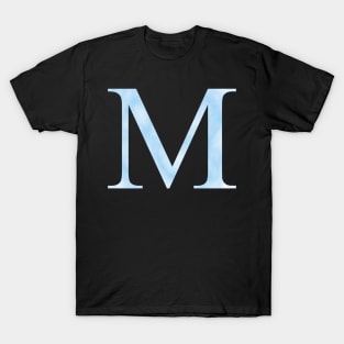 Watercolor Letter M Vibrant Light Blue T-Shirt